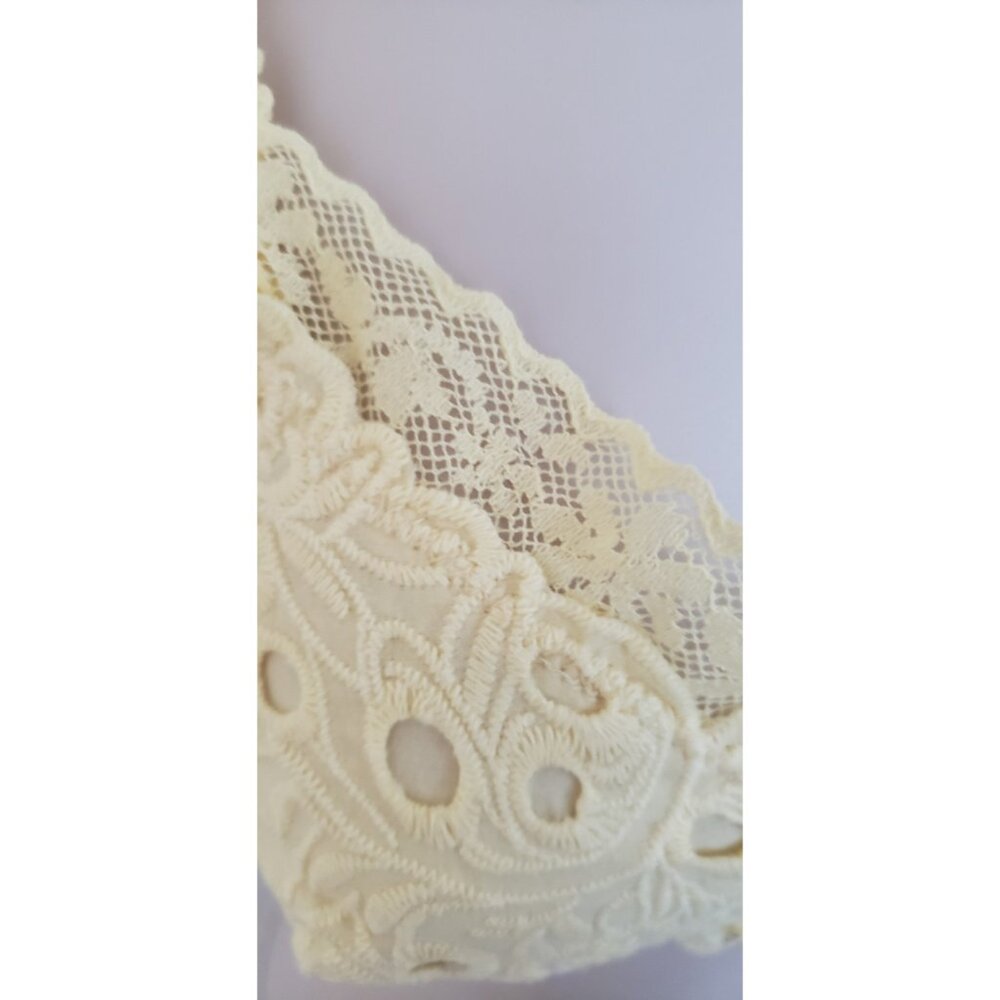 NEW FREE PEOPLE INTIMATELY YELLOW 100% COTTON EYELET EMBROIDERY BRALETTE SMALL - Picture 4 of 11